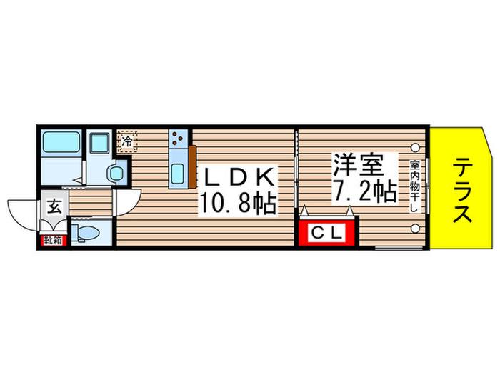ファビュラス・エチュード(1LDK/1階)の間取り写真