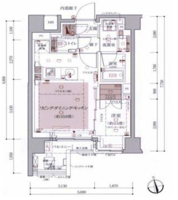 インプレストコア神楽坂(1LDK/2階)の間取り写真