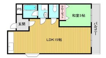 ハピネス南館(1LDK/4階)の間取り写真