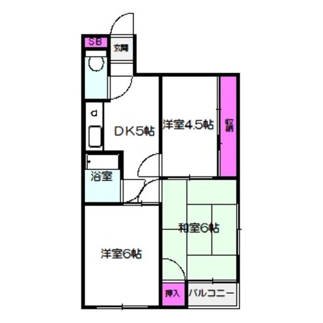 サンロイヤル諏訪(3DK/3階)の間取り写真
