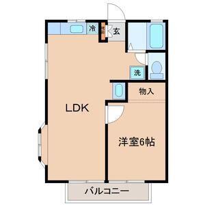ゼフィローソあけの平(1LDK/2階)の間取り写真