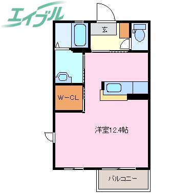 AZUL B棟(ワンルーム/2階)の間取り写真