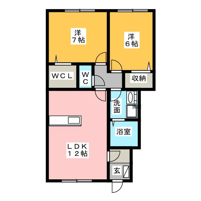 ルミエール20 C棟(2LDK/1階)の間取り写真