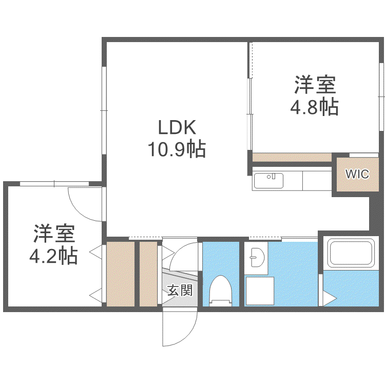 オルセーフラット西町南(2LDK/3階)の間取り写真