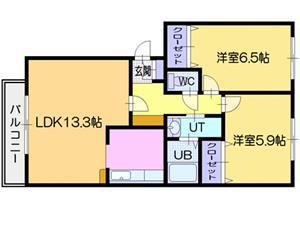 ミラドール琴(2LDK/2階)の間取り写真