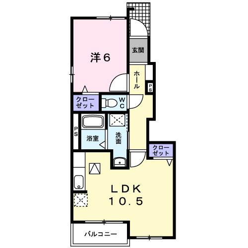 ラフィネI(1LDK/1階)の間取り写真