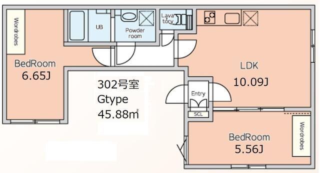 ALERO BASE SASAZUKA サウス(2LDK/3階)の間取り写真