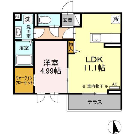 アルタフォーレ B(1LDK/1階)の間取り写真