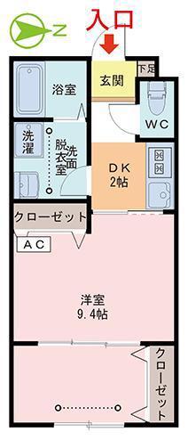 URBAN BRANZ SQUARE II棟(1DK/1階)の間取り写真