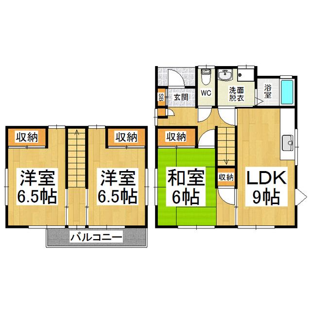 グリーンタウン両島 E(3LDK/1階)の間取り写真