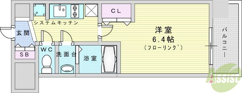 プレサンス神崎川ファインブレス(1K/9階)の間取り写真