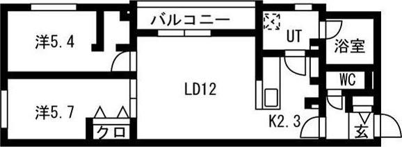 LUCE SOLARE発寒(2LDK/2階)の間取り写真
