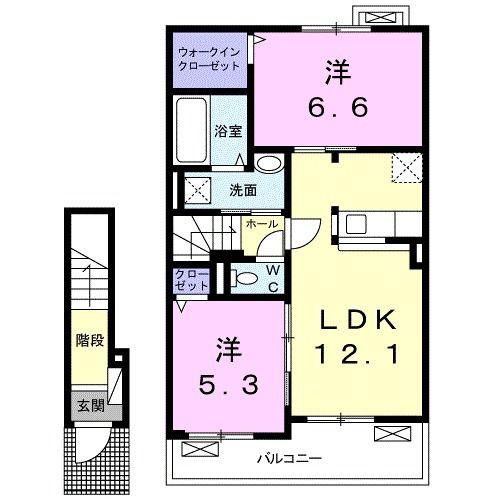 グランノーブル A(2LDK/2階)の間取り写真