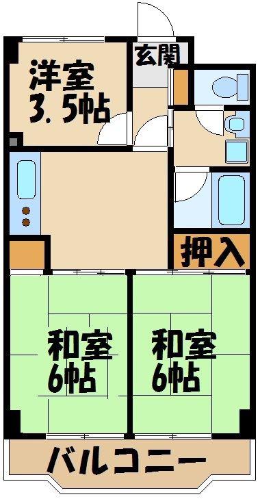 入間市駅前ビル(2LDK/7階)の間取り写真