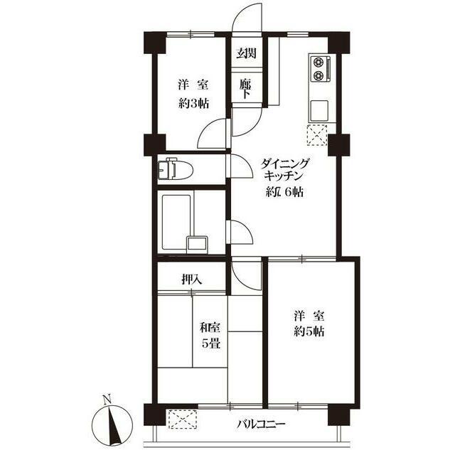 加納マンション(3DK/2階)の間取り写真