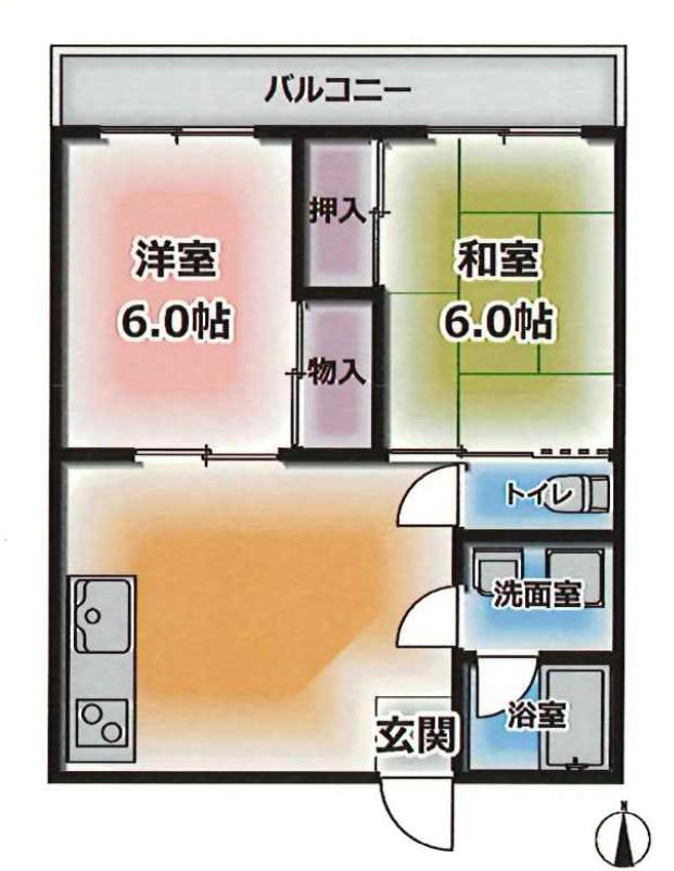上祇園ハイツ(2LDK/3階)の間取り写真