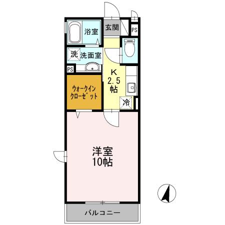 コートドール港南台(1K/2階)の間取り写真