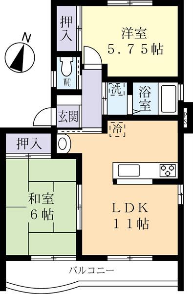 ファルケンブルク1号棟(2LDK/1階)の間取り写真