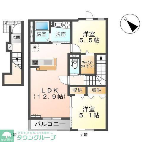 コスモス(2LDK/2階)の間取り写真