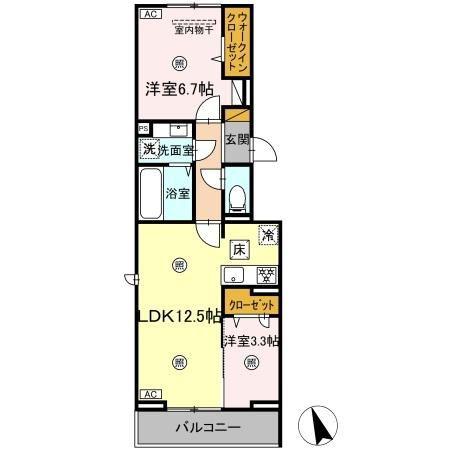 D-KISARIA WIII(2LDK/1階)の間取り写真