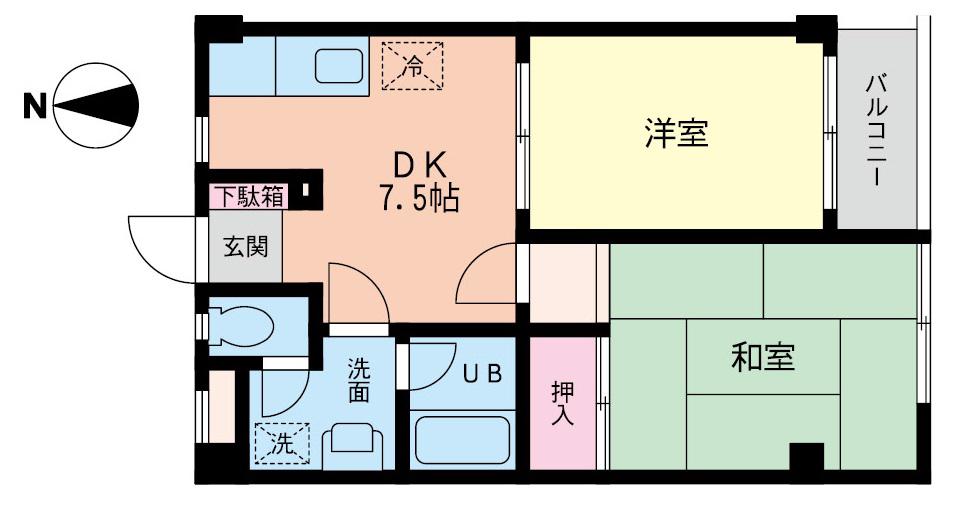 ハイラーク渋谷(2DK/2階)の間取り写真