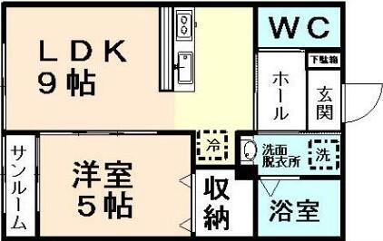 ブランネージュ(1LDK/1階)の間取り写真