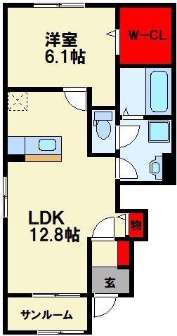 カーサー椿 一番館 A(1LDK/1階)の間取り写真