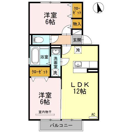 キュベレイMK-II(2LDK/1階)の間取り写真