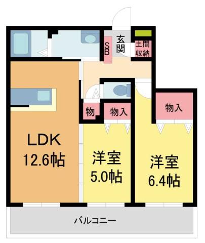 シャーメゾン大森町(2LDK/2階)の間取り写真