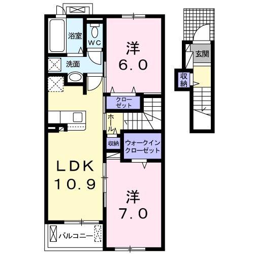 アルモニー八代II(2LDK/2階)の間取り写真