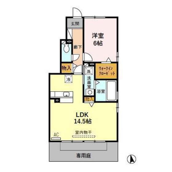 セジュール薫風(1LDK/1階)の間取り写真