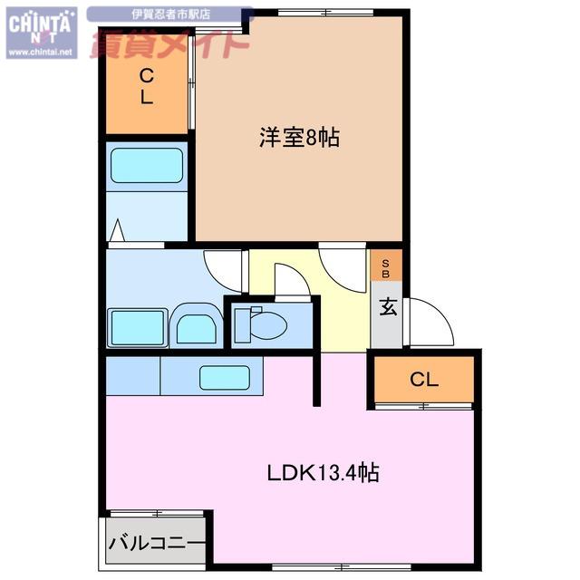 スレイプニール(1LDK/1階)の間取り写真