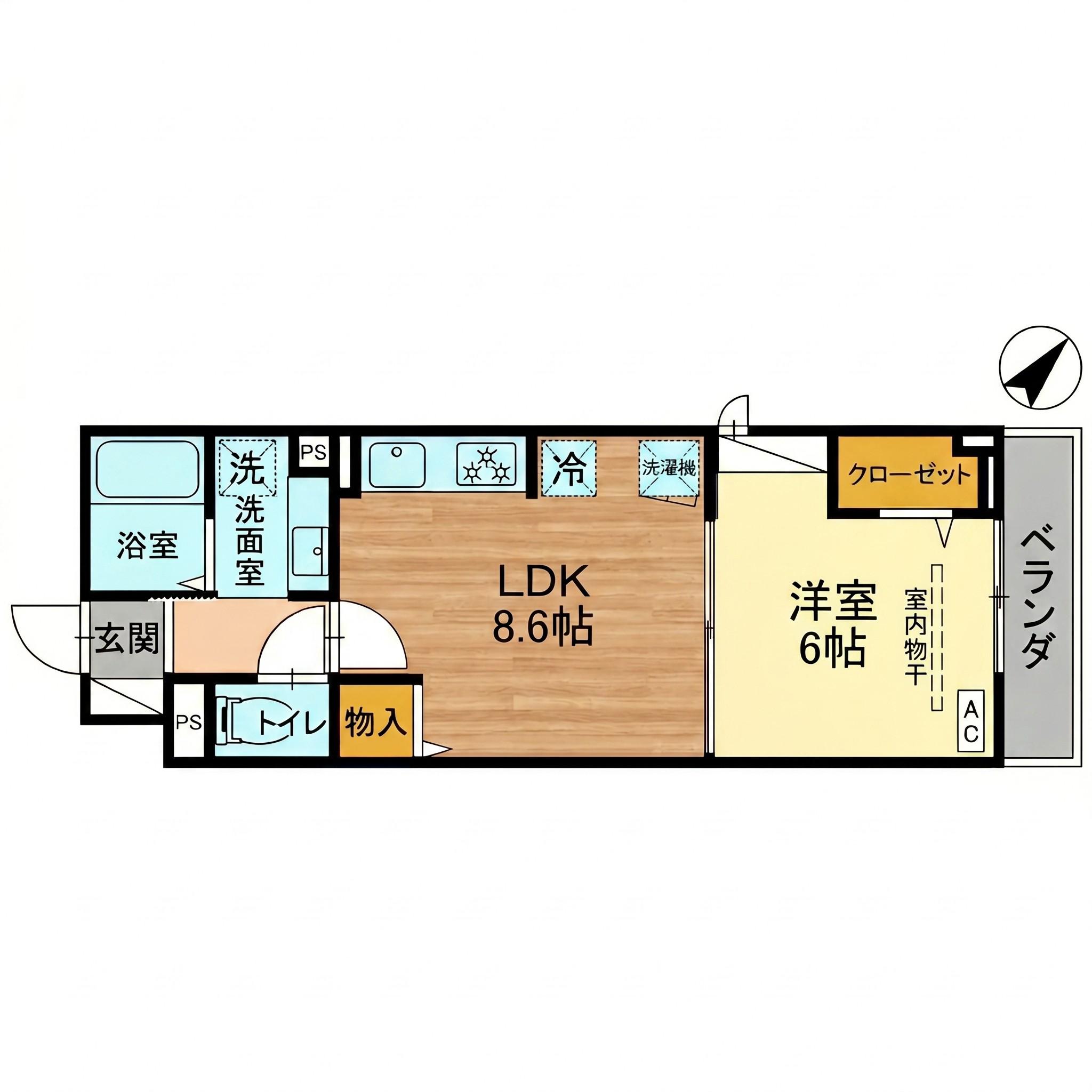D BLESS南林間(1LDK/2階)の間取り写真
