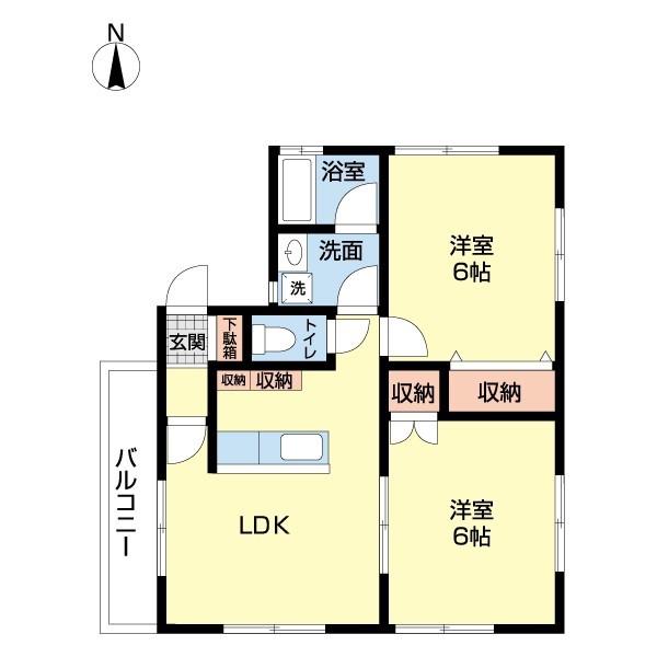 リバープレイン(2LDK/2階)の間取り写真