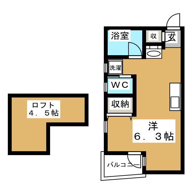 湘南キャッスル(ワンルーム/2階)の間取り写真