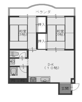 ニューハイツ諏訪ノ森(2LDK/2階)の間取り写真