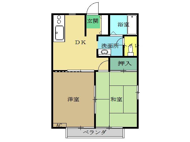 グリーンパークB(2DK/2階)の間取り写真