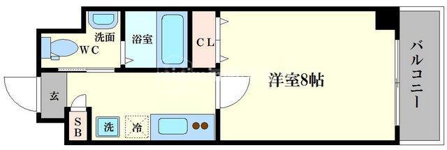 PARK LANE MINAMI(1K/13階)の間取り写真