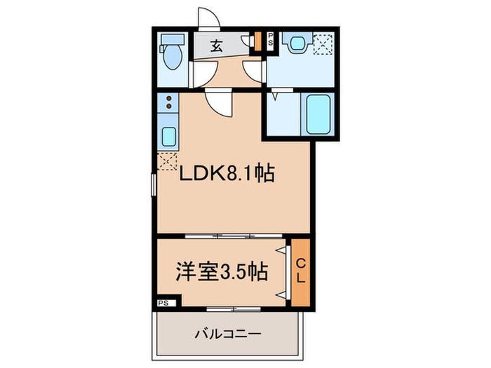 ジーメゾン立花レヴリア(1LDK/1階)の間取り写真