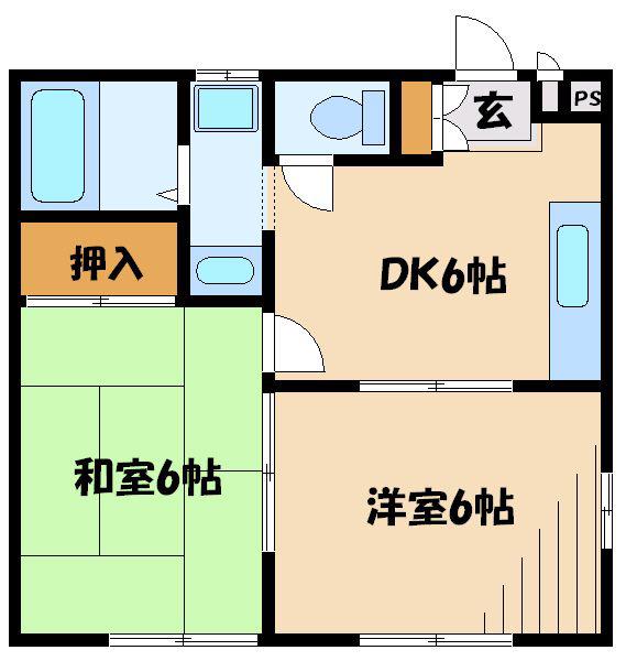 インブルーブH(2DK/1階)の間取り写真