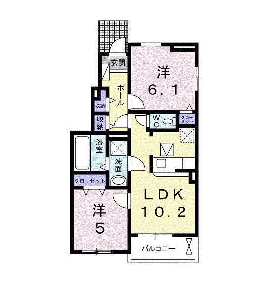 スミールI(2LDK/1階)の間取り写真