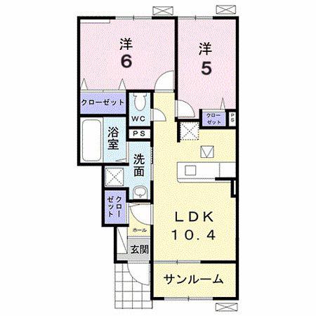 アーコレード B(2LDK/1階)の間取り写真