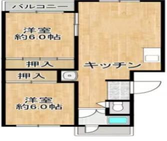 高倉第一コーポ B棟(2LDK/4階)の間取り写真