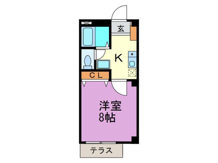 フォブール唐人(1K/1階)の間取り写真