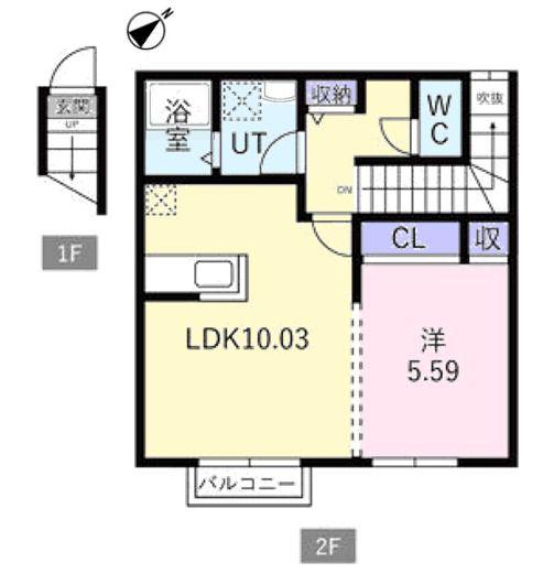 セナリオフォルム柏たなかII(1LDK/2階)の間取り写真