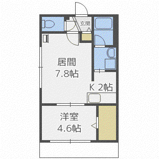 カーサ北3条(1LDK/3階)の間取り写真