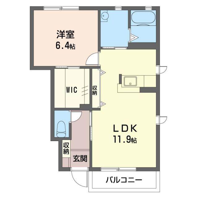 ロンサールA(1LDK/1階)の間取り写真