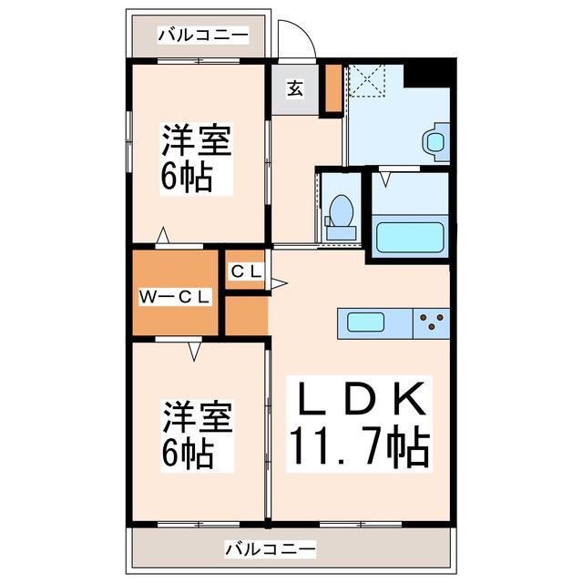ディライト(2LDK/2階)の間取り写真