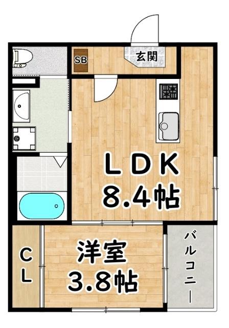 ハーモニーテラスVALUE姫里(1LDK/3階)の間取り写真