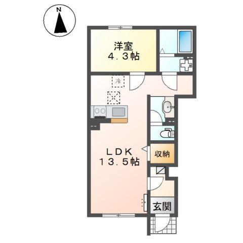 ティーウーノ(1LDK/1階)の間取り写真